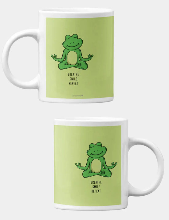 Green Breathe Smile Repeat Coffee Mug