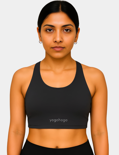 Charcoal Luxe Stretch Sports Bra