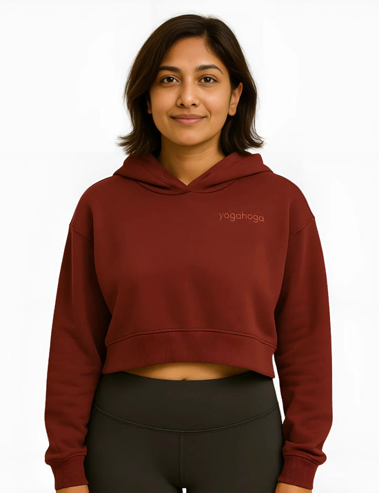 Bordeaux Bliss Premium Crop Hoodie